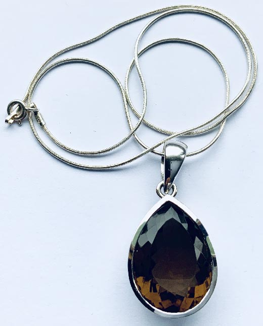 sterling silver smokey quartz necklace